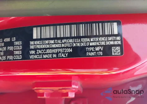 2015 Jeep Renegade Latitude из США, поврежденный, VIN ZACCJBBH0FPB72084